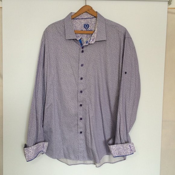 Au Noir Mens Dress Shirt Sz 7 3XL Purple Long Sleeve Contrasting Flip Cuffs - Picture 1 of 7